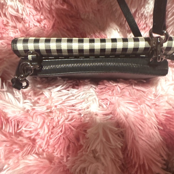 Henri Bendel Crossbody Wallet on a String Clutch Gingham Pebble Leather Rare - Picture 13 of 14